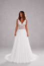 Ärmelloses A-Linien-Brautkleid mit Spitzenoberteil und V-Ausschnitt AVANI